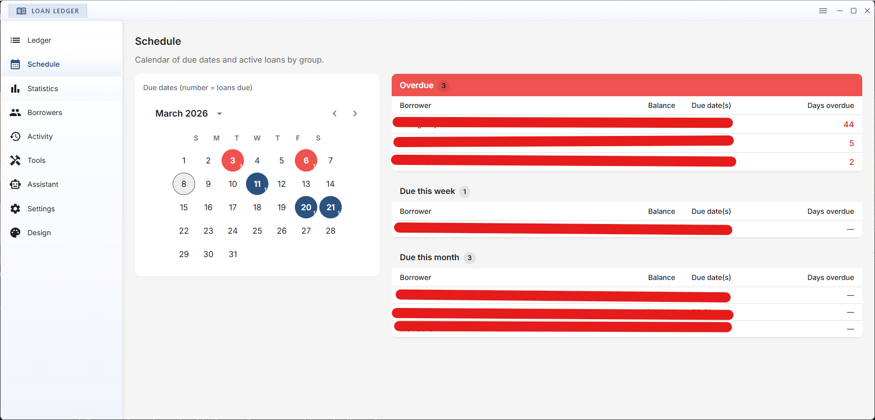 LoanLedger Windows — Schedule